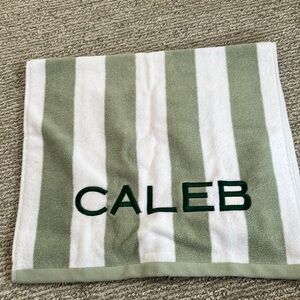 New Pottery Barn Kids Rugby Stipe personalized hand towel in Sage